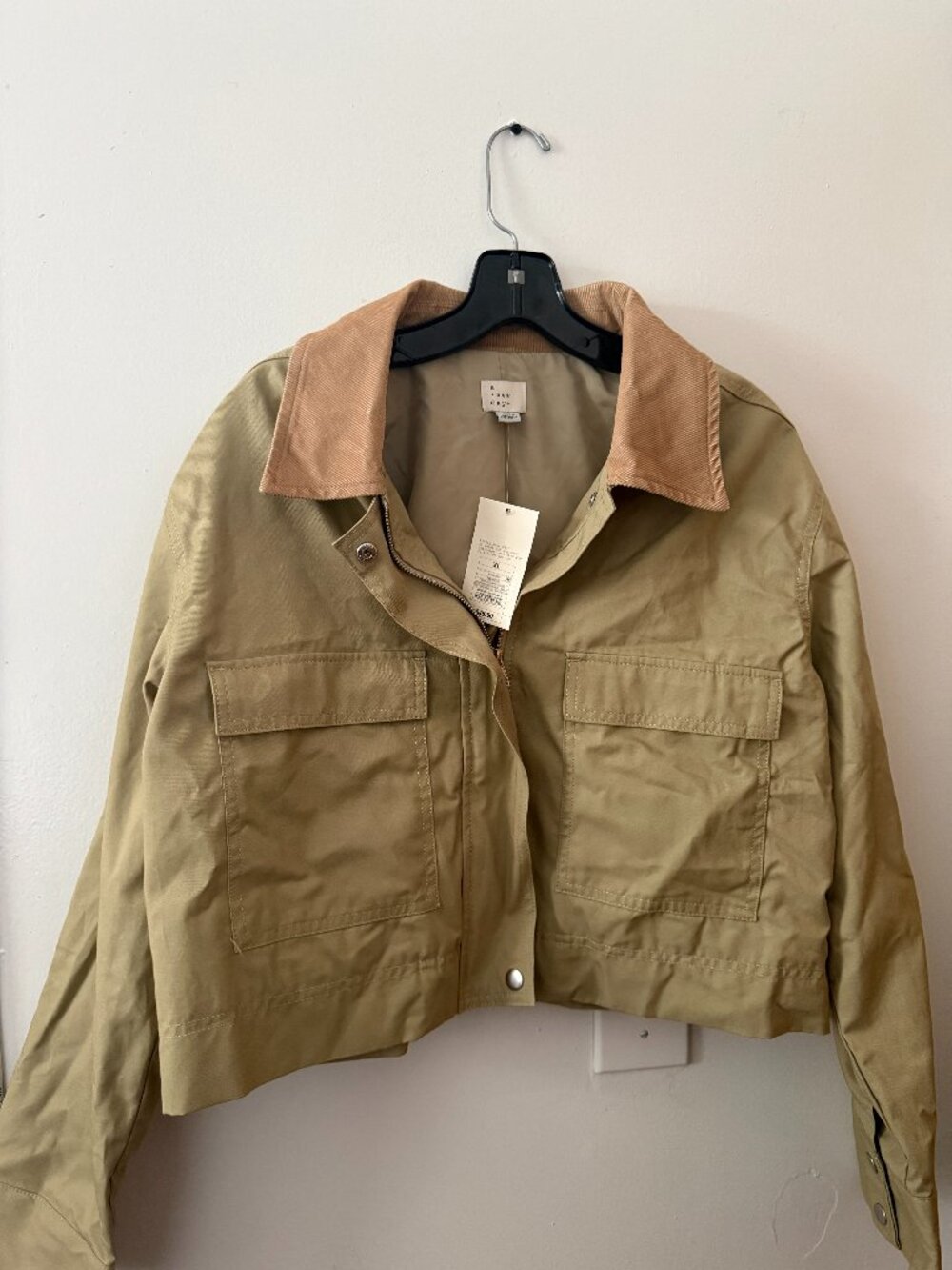 A New Day Womens Cropped Full Zip Utility Jacket Sage Green size XL